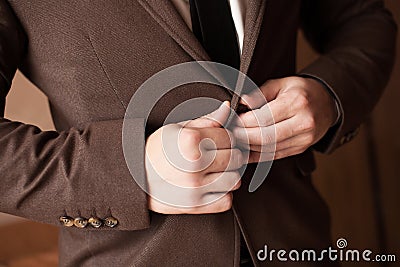 A man zipping up jacked Stock Photo