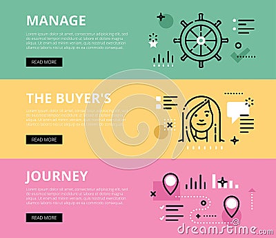 Manage the Buyers Journey. Web banners set Stock Photo