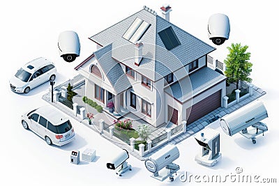 Manage networked automation strategies privately, updating powerful signal monitoring with Security technology that ensures video Cartoon Illustration