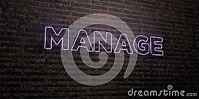 MANAGE -Realistic Neon Sign on Brick Wall background - 3D rendered royalty free stock image Stock Photo