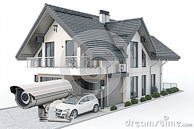Manage and secure your home with a CCTV system that uses different video setups and alarm controls to educate. Cartoon Illustration