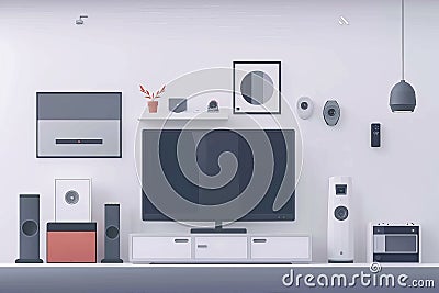Manage security remotely with NVR systems, integrating DVR surveillance design and remote app control for comprehensive security m Cartoon Illustration