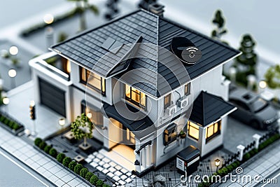Manage security systems efficiently: oversee coverage with powerful Wi-Fi, remote view, and network safeguard integrate alarms an Cartoon Illustration