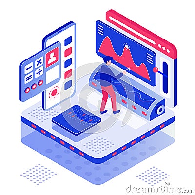 Manage your dashboard isometric vector illustration Vector Illustration