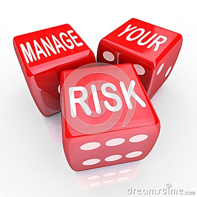 Manage Your Risk Words Dice Reduce Costs Liabilities Stock Photo