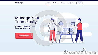 manage your team easily people working together assembling puzzle campaign web website home homepage landingpage banner template Stock Photo