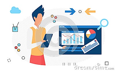 Managed data analytic services and business intelligence solutions Vector Illustration