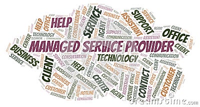 Managed Service Provider word cloud. Stock Photo