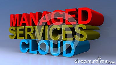 Managed services cloud on blue Stock Photo