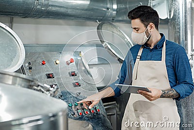 Management of brewery or small industrial plant with modern technology Stock Photo