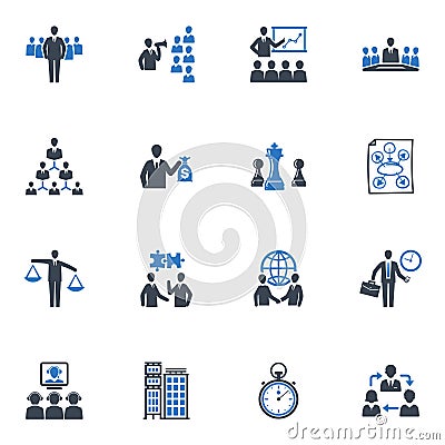 Management and Business Icons - Blue Series Vector Illustration