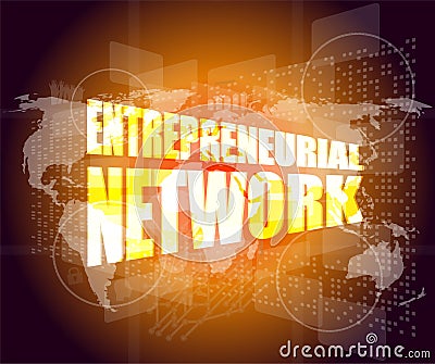 Management concept: entrepreneurial network words on digital screen Stock Photo
