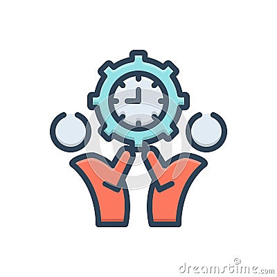Color illustration icon for Management, monograph and manage Cartoon Illustration