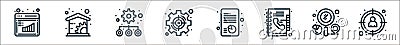 management line icons. linear set. quality vector line set such as target, finder, directory, data management, management, Vector Illustration