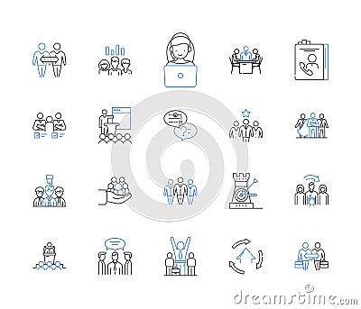 Management session outline icons collection. Manage, Workflow, Process, Efficiency, Productivity, Streamline, Automation Vector Illustration