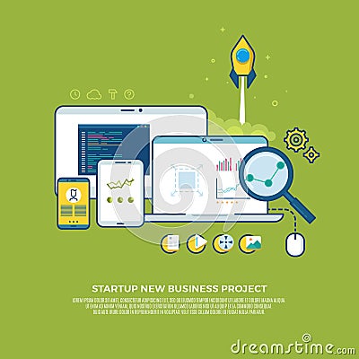 Management, strategy, digital marketing, start up vector business concept background Vector Illustration