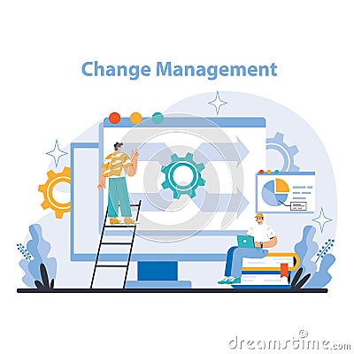 Management and support concept. Flat vector illustration. Vector Illustration