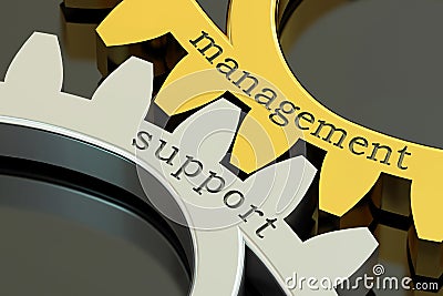 Management Support concept on the gearwheels, 3D rendering Stock Photo