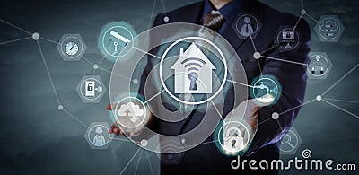 Manager Activating Security And Home Automation Stock Photo