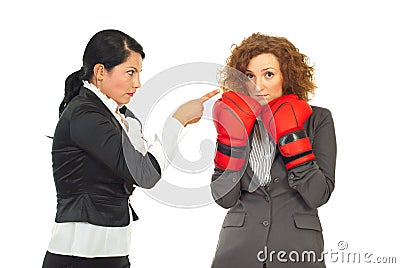 Manager argue employee woman Stock Photo