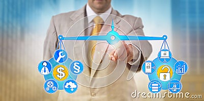 Manager Balancing Out IT Cost And Cybersecurity Stock Photo