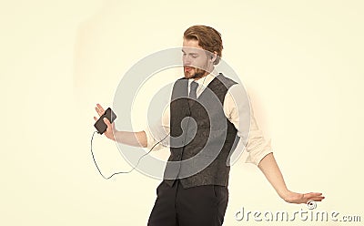 Manager with beard on inspired face. Stock Photo