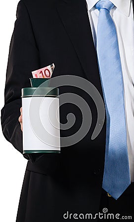 Manager begging for Euros Stock Photo