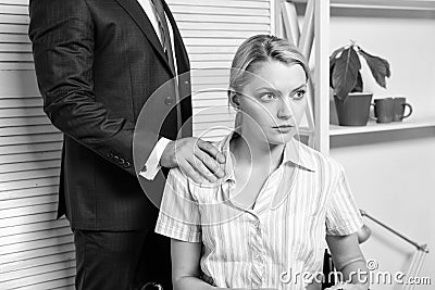 Manager conflict. Sexual harassment at work and workplace. Workforce sexual harassment. Stock Photo