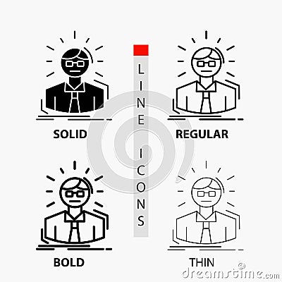 Manager, Employee, Doctor, Person, Business Man Icon in Thin, Regular, Bold Line and Glyph Style. Vector illustration Vector Illustration