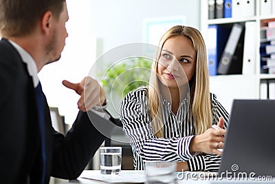 Manager forms certain corporate culture company. Stock Photo