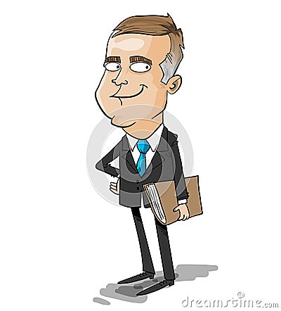 Manager in suit being proud of his team Vector Illustration