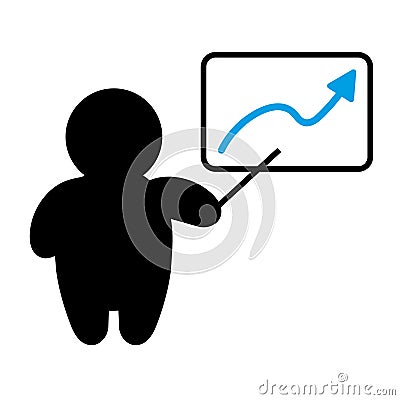 Manager holding a pointer with board icon Vector Illustration