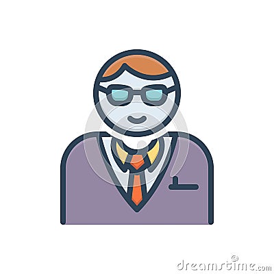 Color illustration icon for manager, superintendent and supervisor Cartoon Illustration
