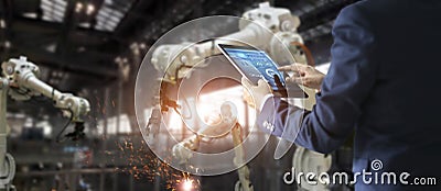 Manager industrial engineer using tablet for checking Stock Photo