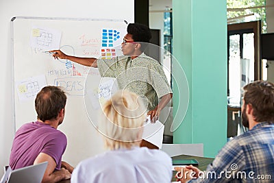 Manager Leading Creative Brainstorming Meeting In Office Stock Photo