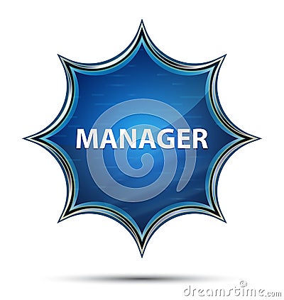 Manager magical glassy sunburst blue button Stock Photo