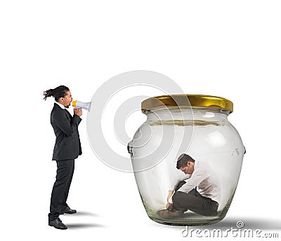 Manager scolds and humiliates Stock Photo