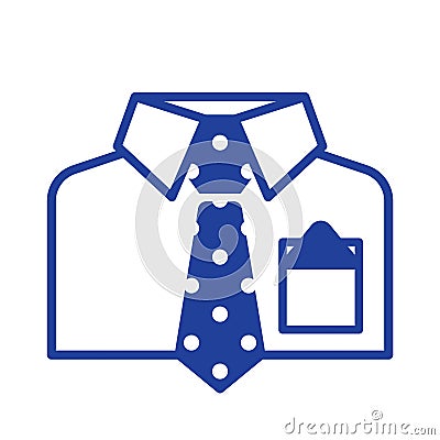 Manager shirt and necktie icon. Gentlemen classic apparel logo design element. Isolated outlined vector illustration. Office inter Vector Illustration