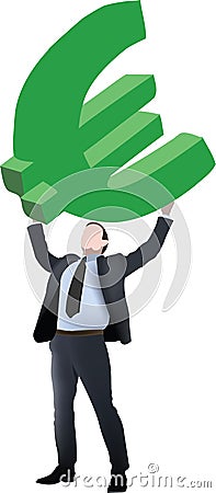 Manager successfully raises euro symbol Vector Illustration