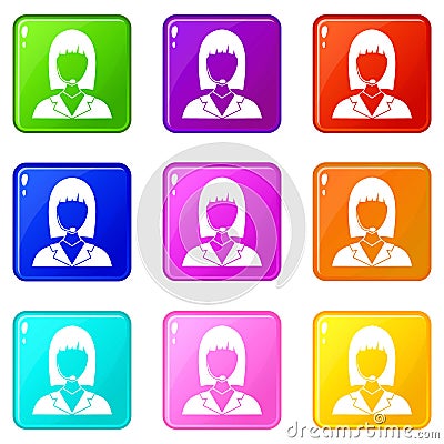 Manager taxi icons 9 set Vector Illustration