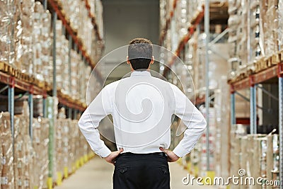 Manager in warehouse Stock Photo