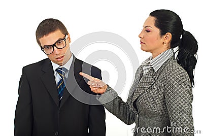 Manager woman accuse dump employee Stock Photo