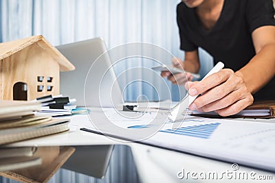 Manager working in the office ,property for sale concept. Stock Photo