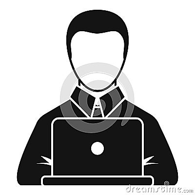 Manager works laptop icon, simple style Vector Illustration