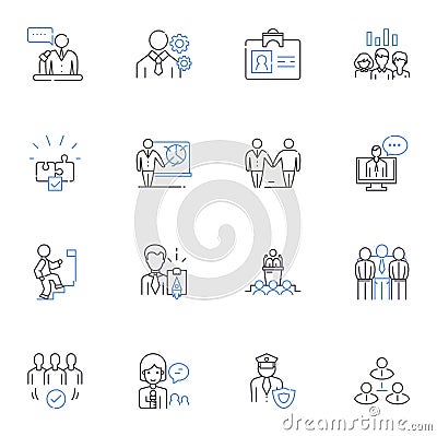 Managerial and career line icons collection. Leadership, Ambition, Growth, Success, Commitment, Driven, Innovative Vector Illustration