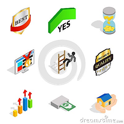 Managerial position icons set, isometric style Vector Illustration