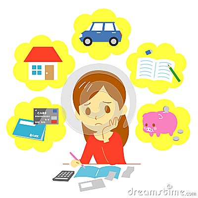 Managing family finances, expenditure Vector Illustration