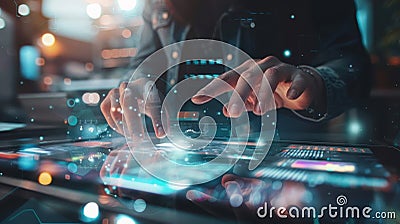 Managing Multiple Tasks on a Tablet Device Stock Photo