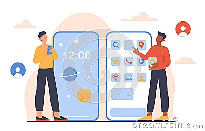 Managing phone interface vector concept Vector Illustration