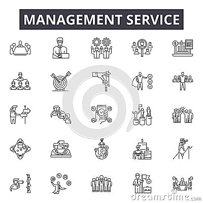 Managment service line icons, signs, vector set, linear concept, outline illustration Vector Illustration